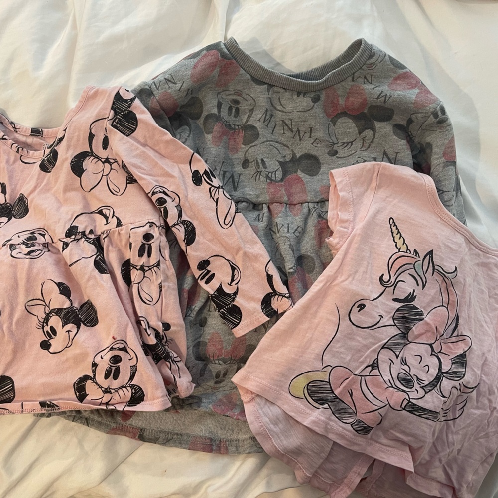 Minnie Mouse lot , long sleeve t ( baby gap) sweatshirt dress ( target) t shirt